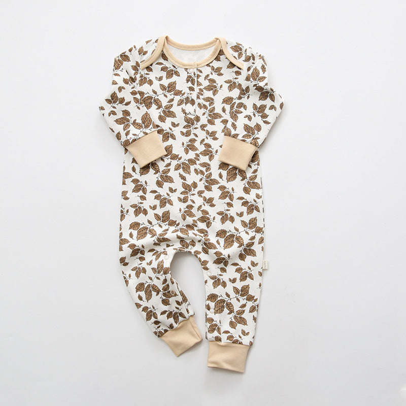 Baby Floral Graphic Envelope Collar Design Soft Cotton Nordic Style Jumpsuit