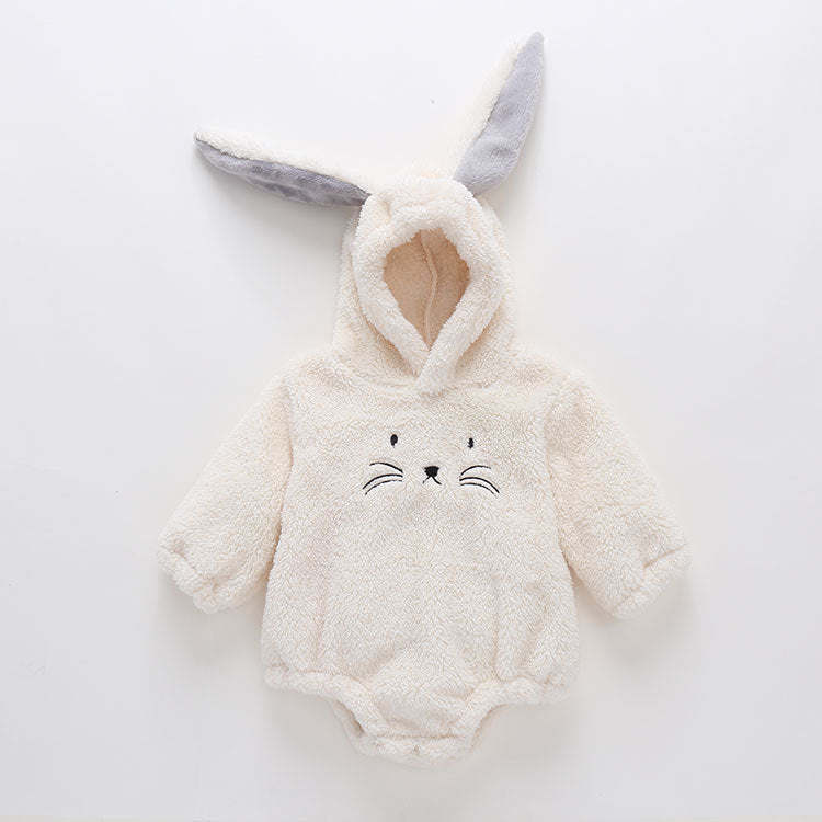 Baby Embroidered Pattern Rabbit Ear Design Thickened Onesies Bodysuit