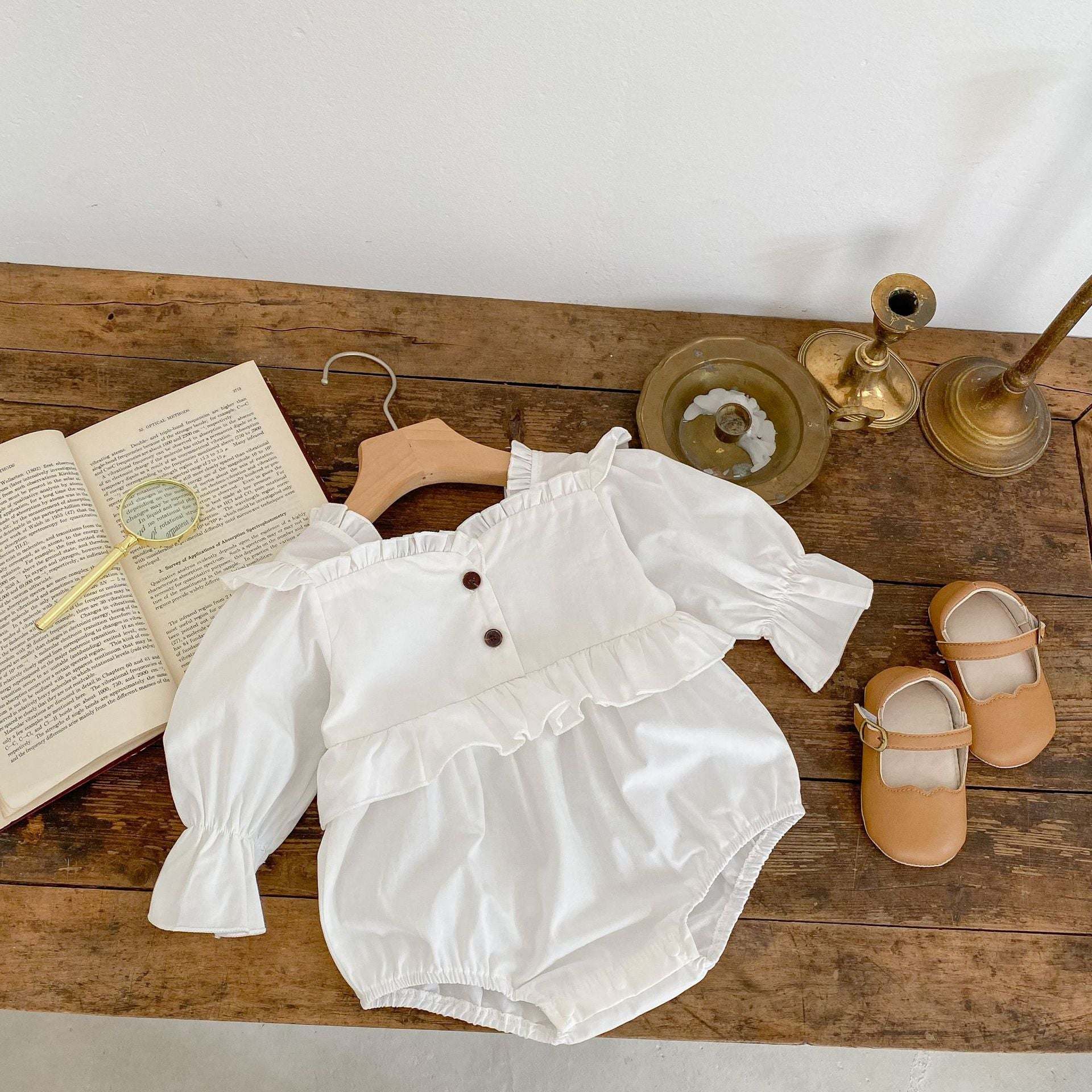 Baby Girl Square Neck Long Sleeve Princess Onesies