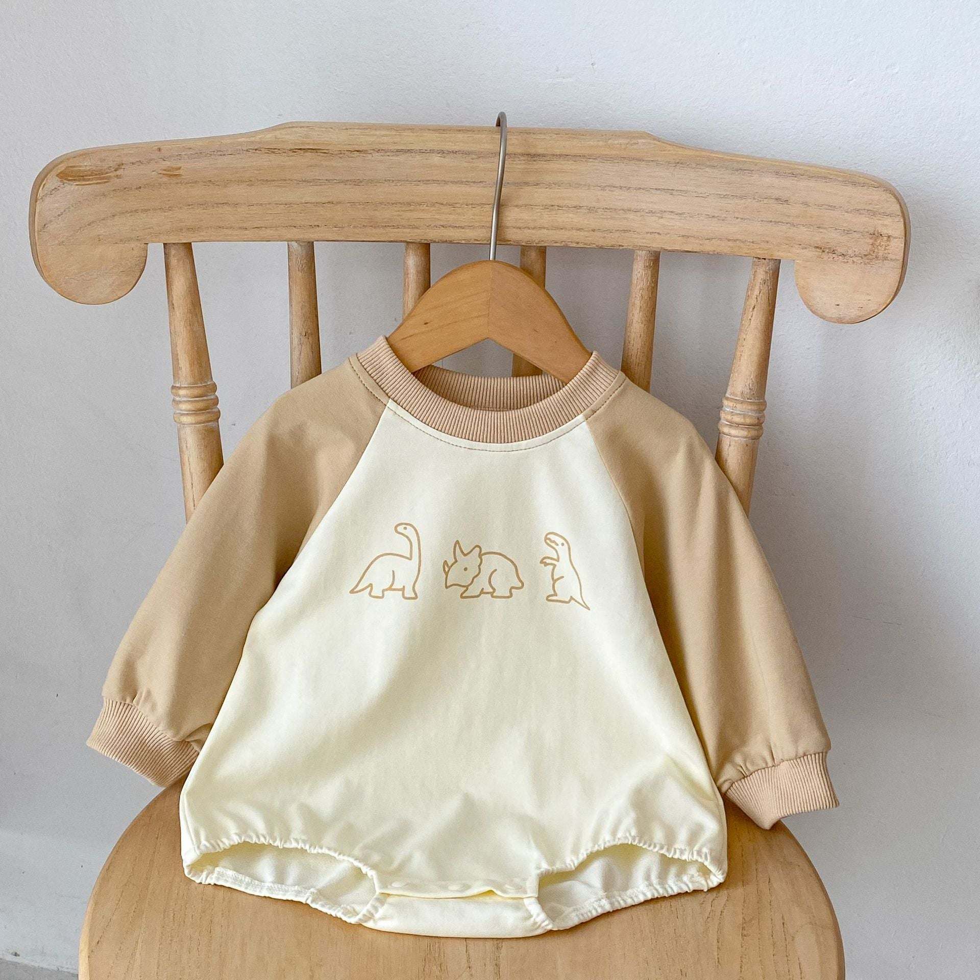 Baby Girl Dinosaur Print Pattern Colorblock Design Bodysuit