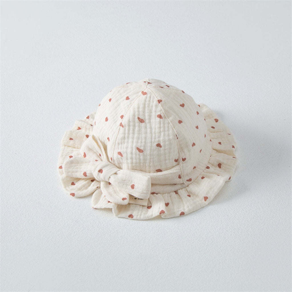 Baby Printed Pattern Bow Belt Decoration Lace Design Hats