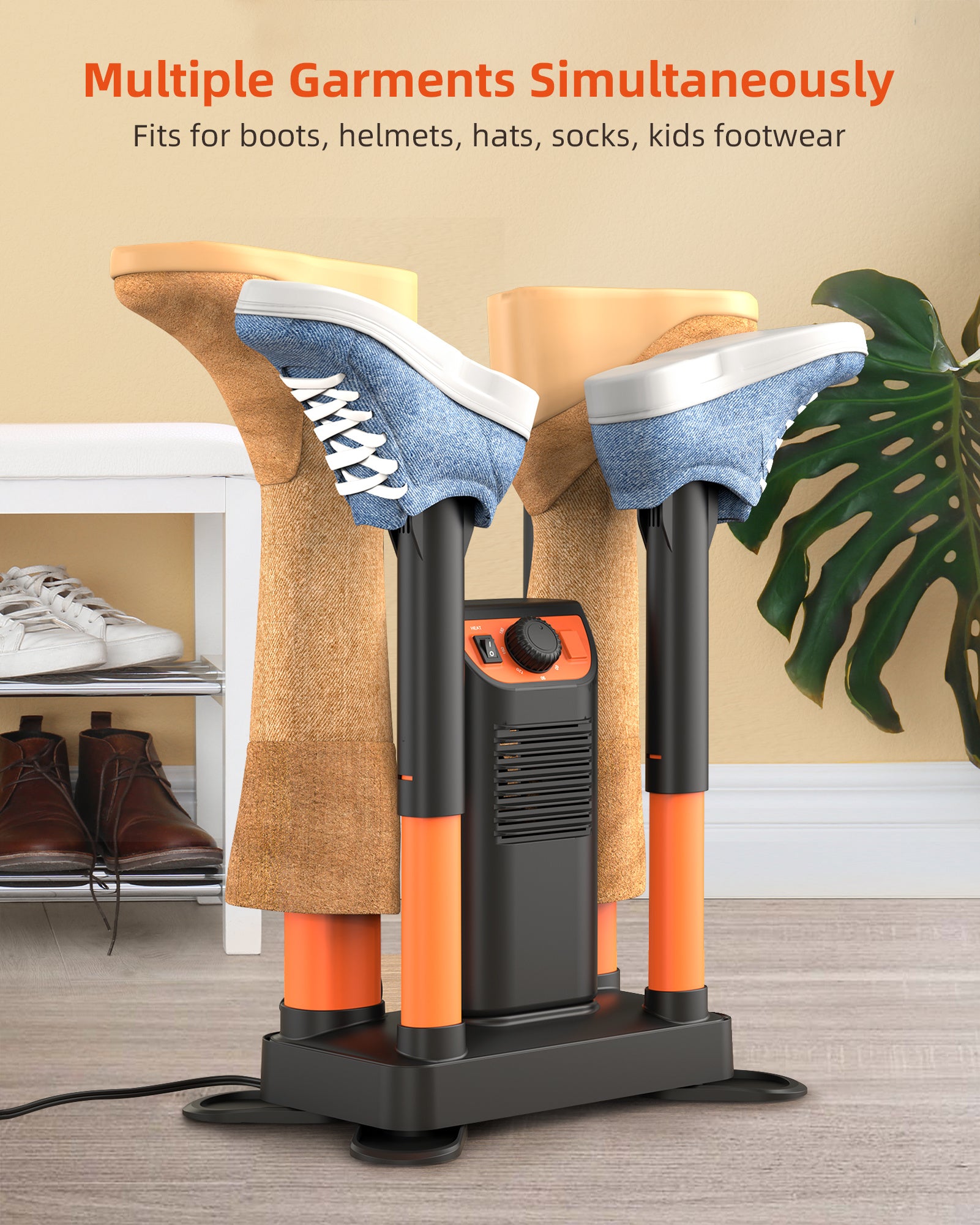 Boot Dryer Shoe Dryer; Glove Dryer & Boot Warmer with Heat Blower; Ski Boot Dryer with Adjustable Tubes & Timer; Ultra Silent; Quick Drying