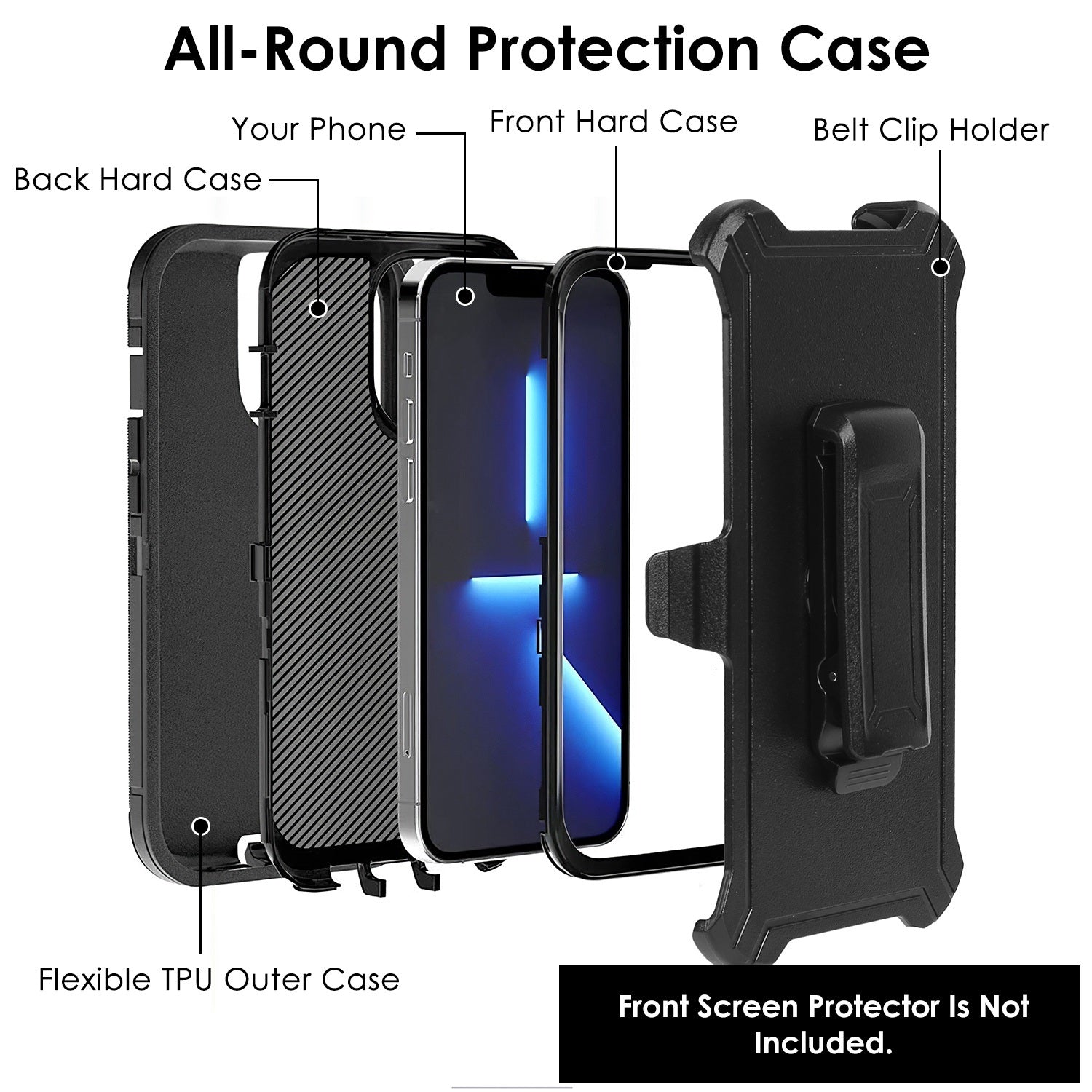 Shockproof Phone Case Anti-Shock All-Round Protection Phone Case Cover with Belt Clip