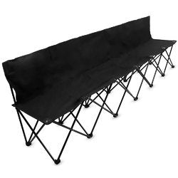 8-Foot Portable Folding 6 Seat Bench with Back, Black