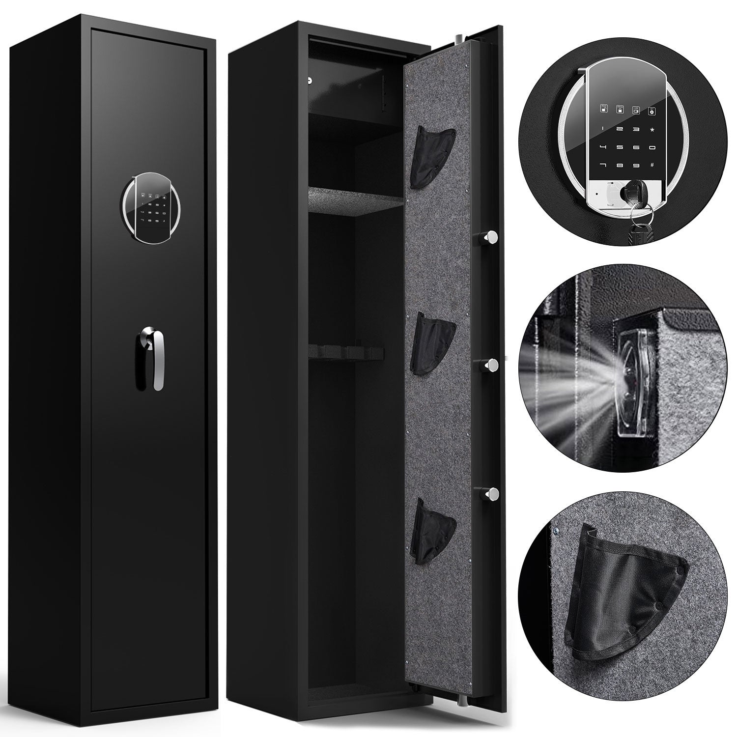 Large Capacity Metal Rifle Gun Safe,Security Cabinet Rifle Gun Safe With Digital Lock ,Quick Access Keypad Long Gun Safe, 4-5 Gun Safe