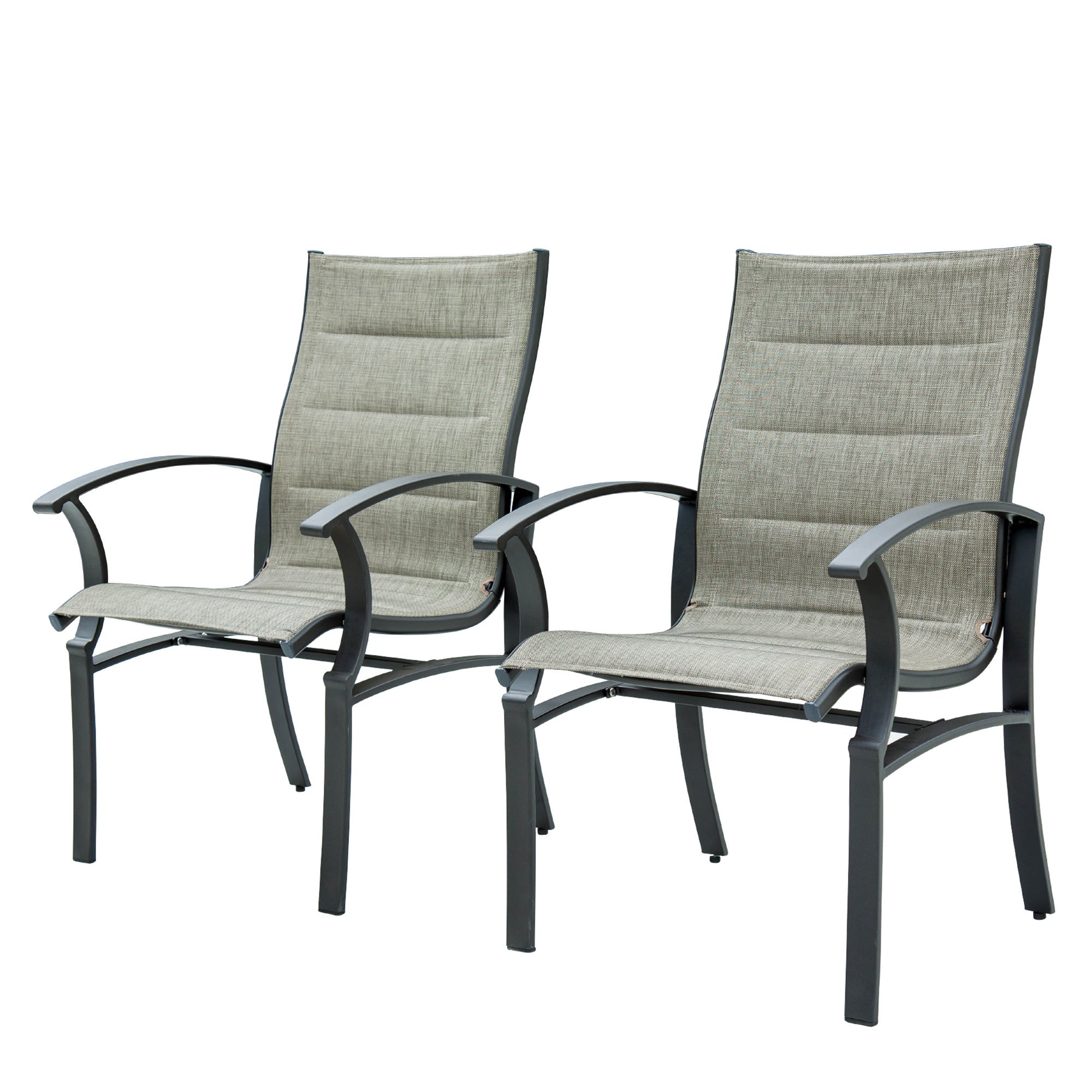 Patio Dining Chairs Set of 2,Bistro Metal Steel Chair with Textilene Mesh Fabric,Outdoor Armchair for Outside Porch,Balcony,Garden,Backyard Grey(2 Chairs)