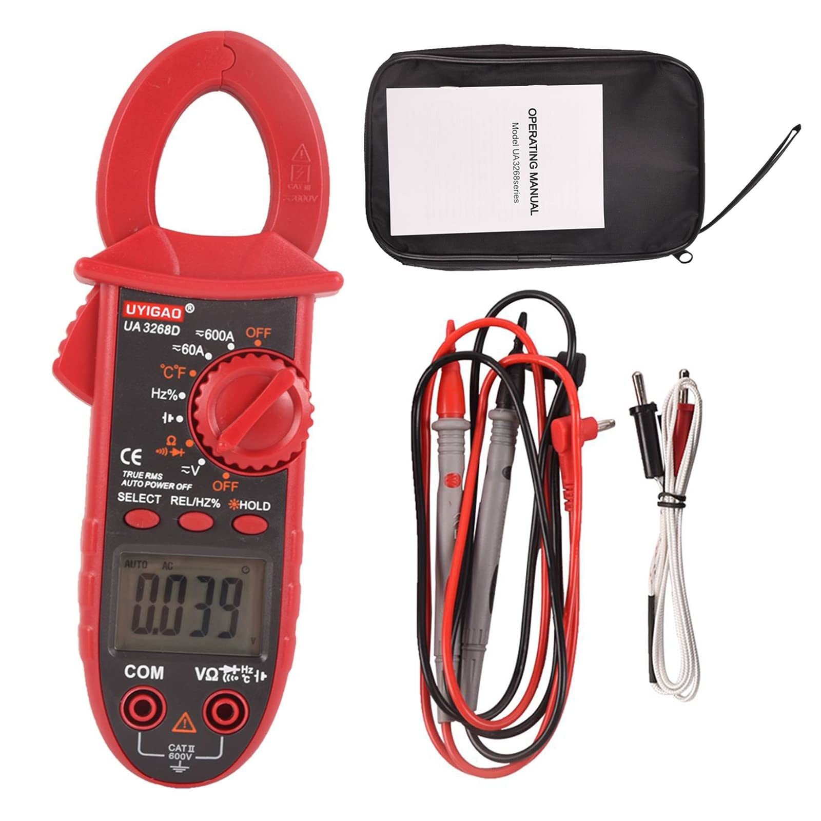 Digital Clamp Meter TRMS 6000 Counts, Clamp Multimeter AC/DC Voltage Clamp Meter 600A AC/DC Current Meter Auto-ranging Measures Resistance, Capacitanc
