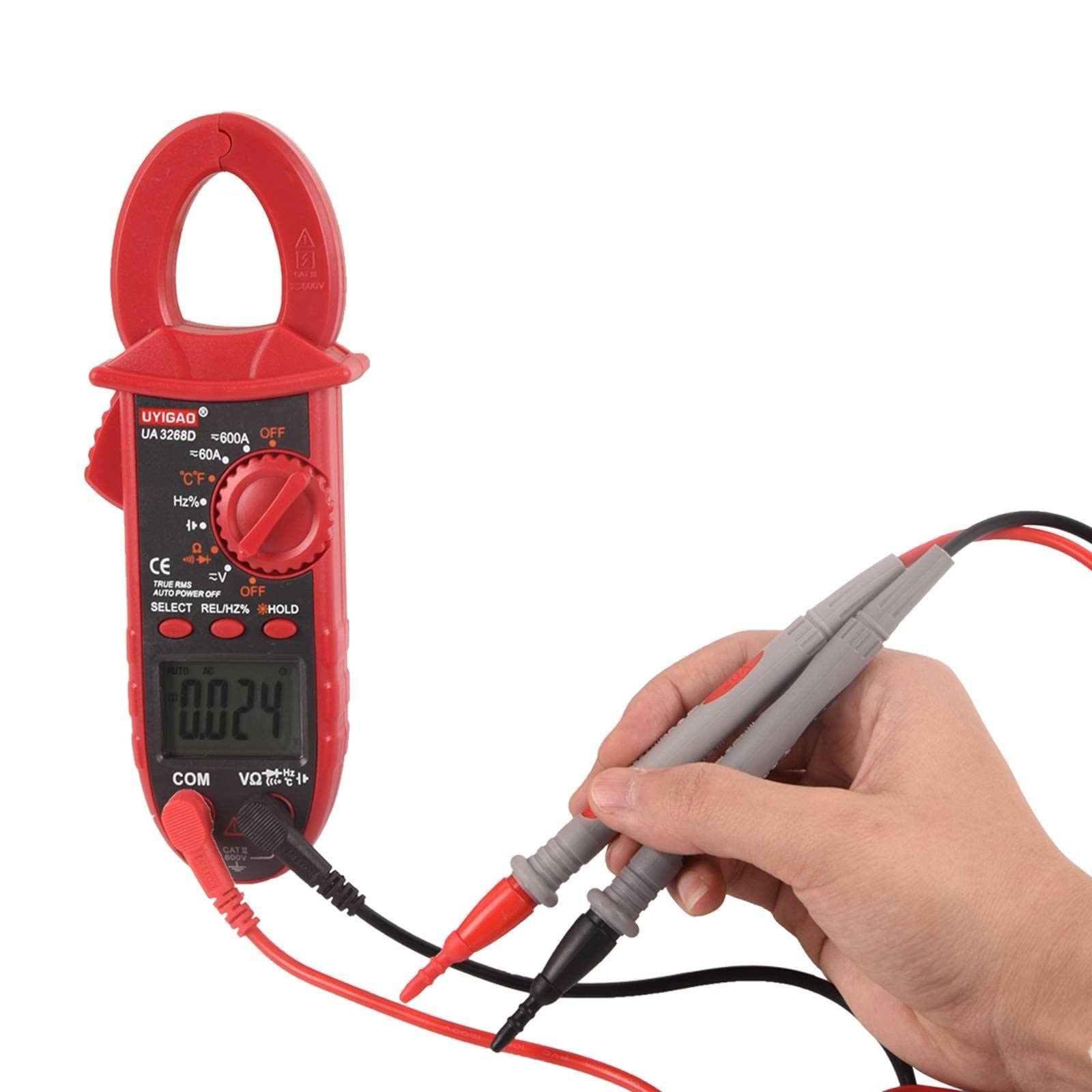 Digital Clamp Meter TRMS 6000 Counts, Clamp Multimeter AC/DC Voltage Clamp Meter 600A AC/DC Current Meter Auto-ranging Measures Resistance, Capacitanc