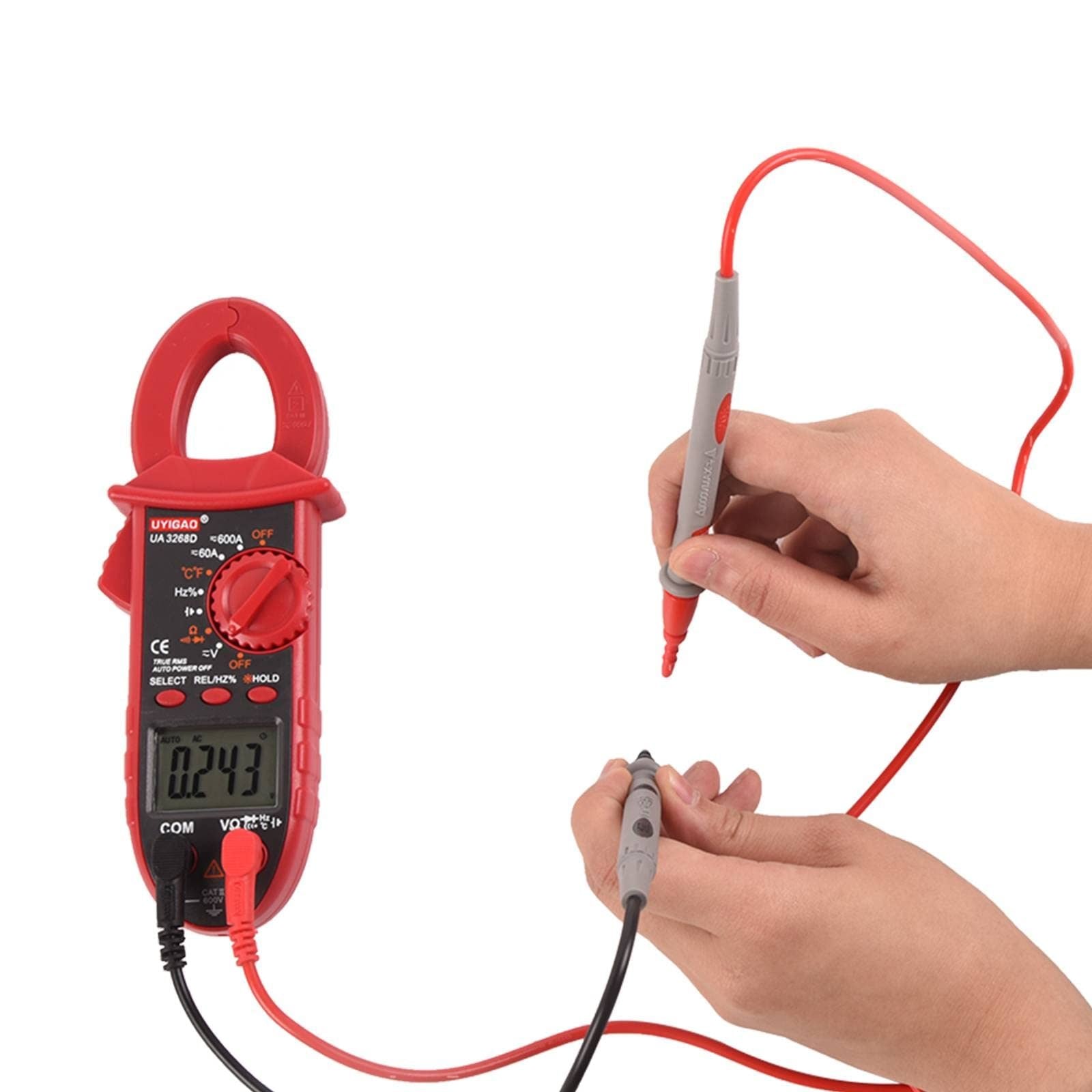 Digital Clamp Meter TRMS 6000 Counts, Clamp Multimeter AC/DC Voltage Clamp Meter 600A AC/DC Current Meter Auto-ranging Measures Resistance, Capacitanc
