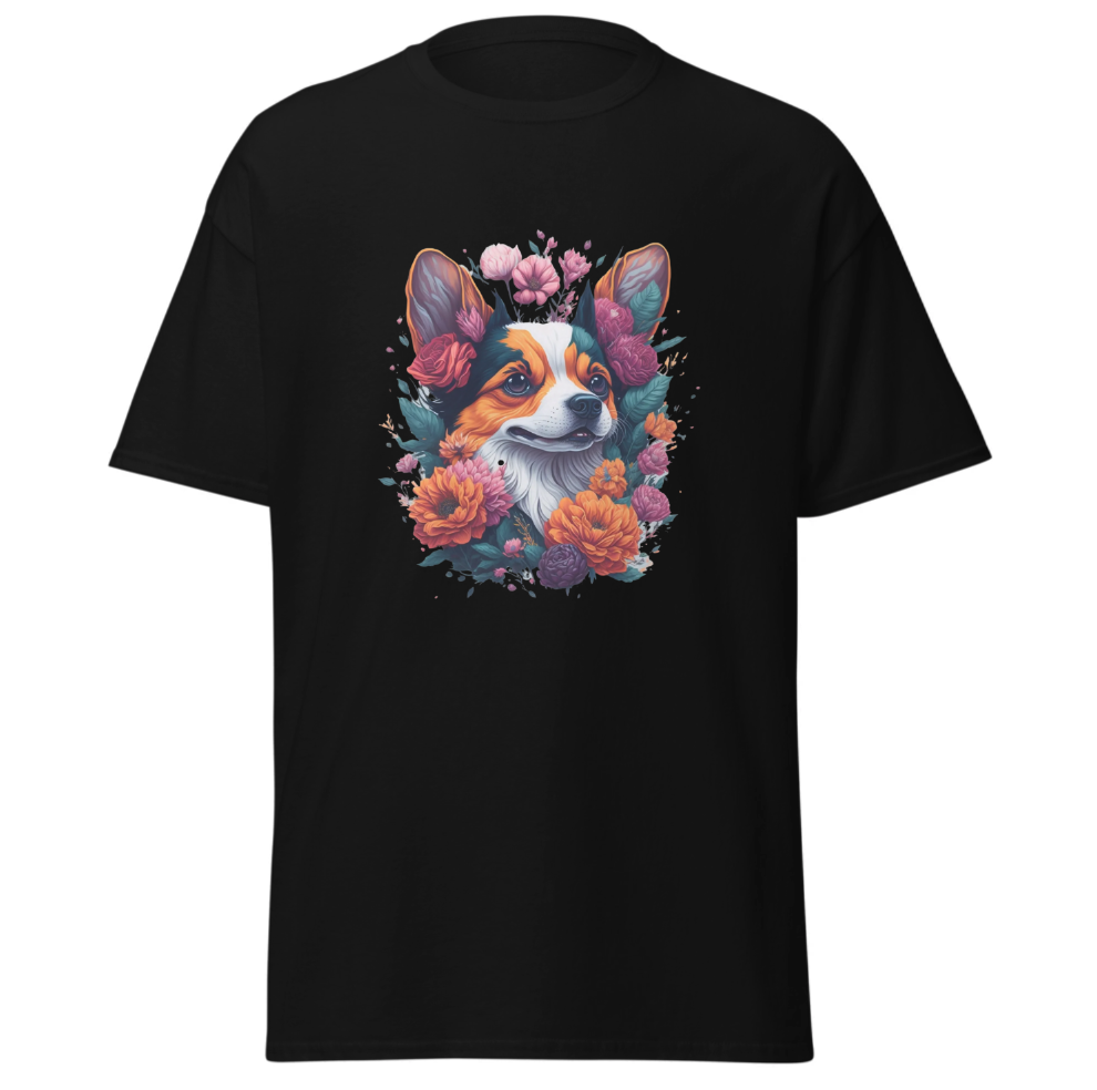 T-shirt flower dog design merchyprint dog lovers