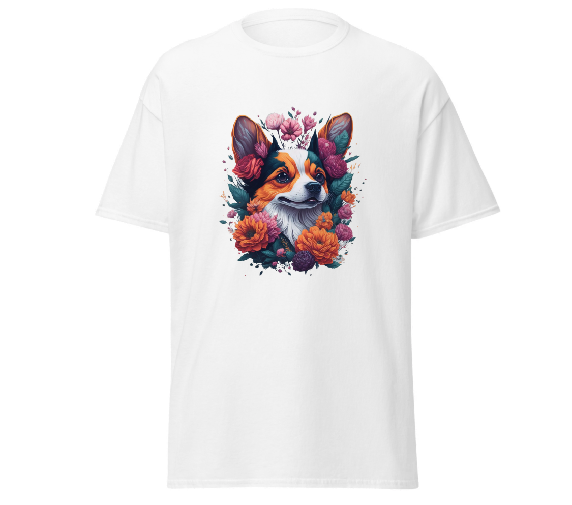 T-shirt flower dog design merchyprint dog lovers