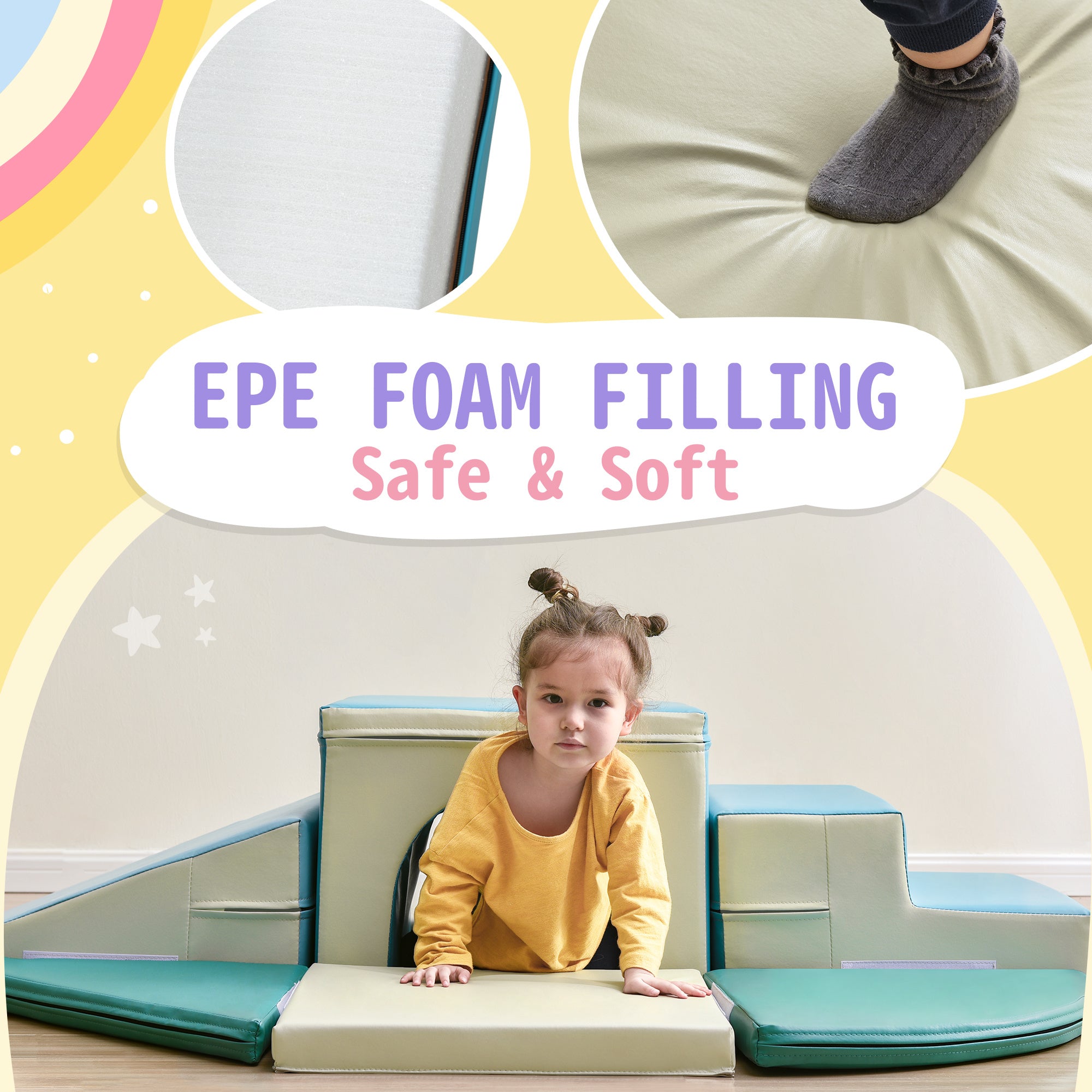 Soft Climb and Crawl Foam Playset 9 in 1 , Safe Soft Foam Nugget Block for Infants, Preschools, Toddlers, Kids Crawling and Climbing Indoor Active Pla