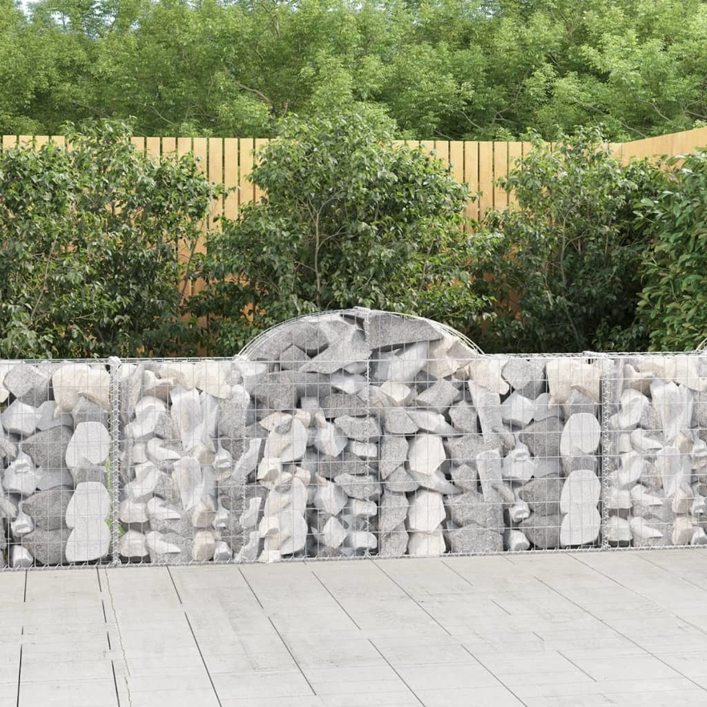 Arched Gabion Baskets 3 pcs 78.7"x11.8"x31.5"/39.4" Galvanized Iron