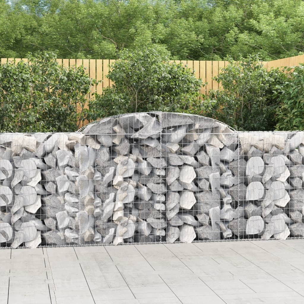 Arched Gabion Baskets 2 pcs 118.1"x19.7"x39.4"/47.2" Galvanized Iron