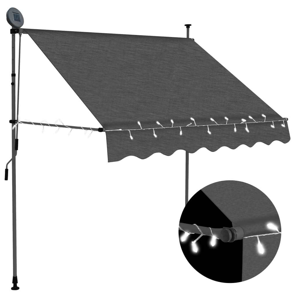 Manual Retractable Awning with LED 39.4" Anthracite