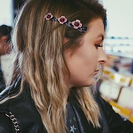 8PCS Sparkling Crystal Stone Braided Hair Clips Four-Leaf Clover Chopped Hairpin Duckbill Clip With 3 Small Clips On Top Hair Accessories Clips For Wo