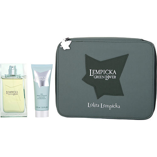 LOLITA LEMPICKA GREEN LOVER by Lolita Lempicka EDT SPRAY 3.4 OZ & AFTERSHAVE GEL 2.5 OZ & TOILETRY BAG