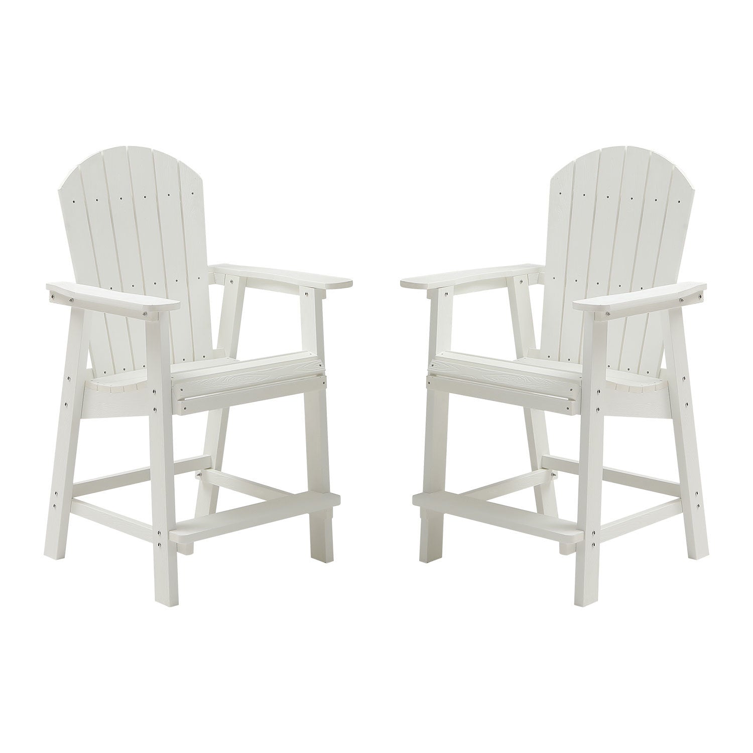 HIPS Bar Chair with Armrest,Patio Bar Chair Set of 2, White