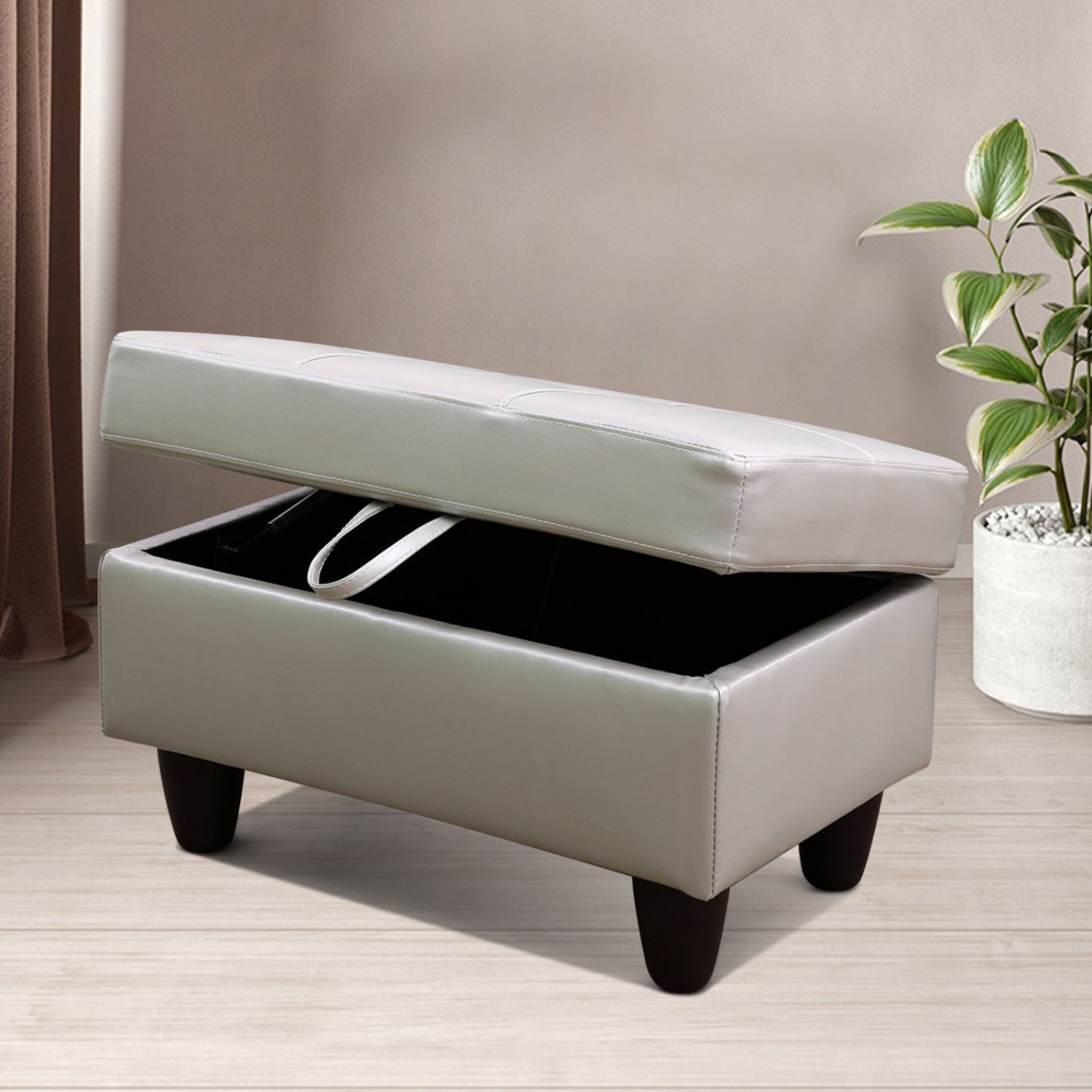 Powder Faux Leather Living Room Sofa Ottoman