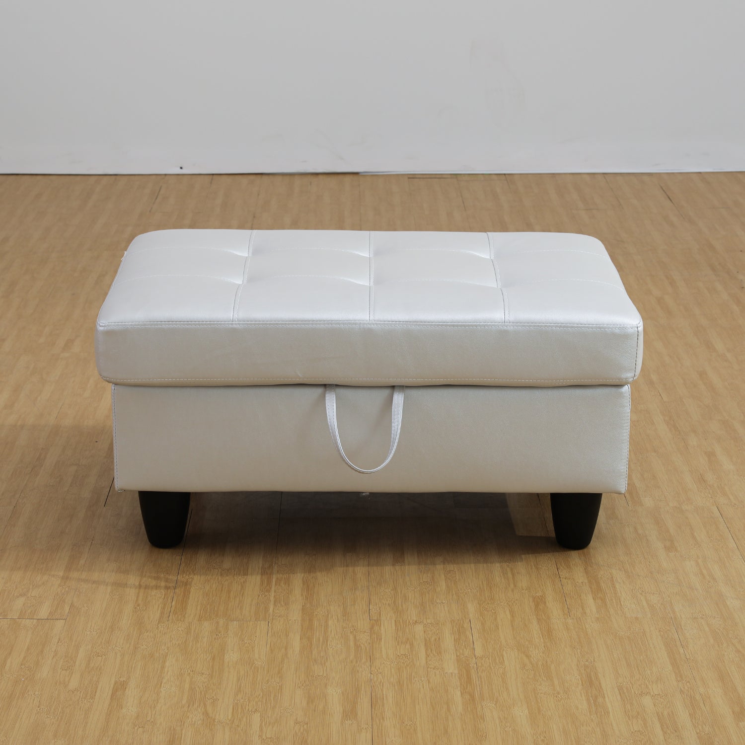 Powder Color Semi PU Synthetic Leather Storage Ottoman