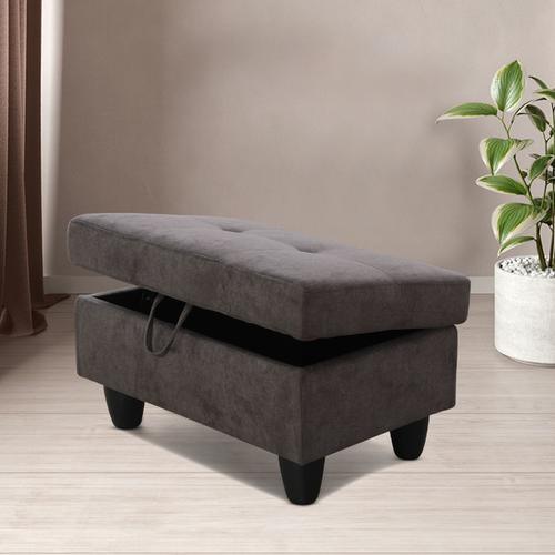 Dark Brown Flannel Living Room Sofa Ottoman