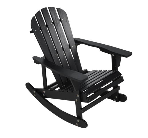 Adirondack Rocking Chair Solid Wood Chairs Finish Outdoor Furniture for Patio, Backyard, Garden - Black
