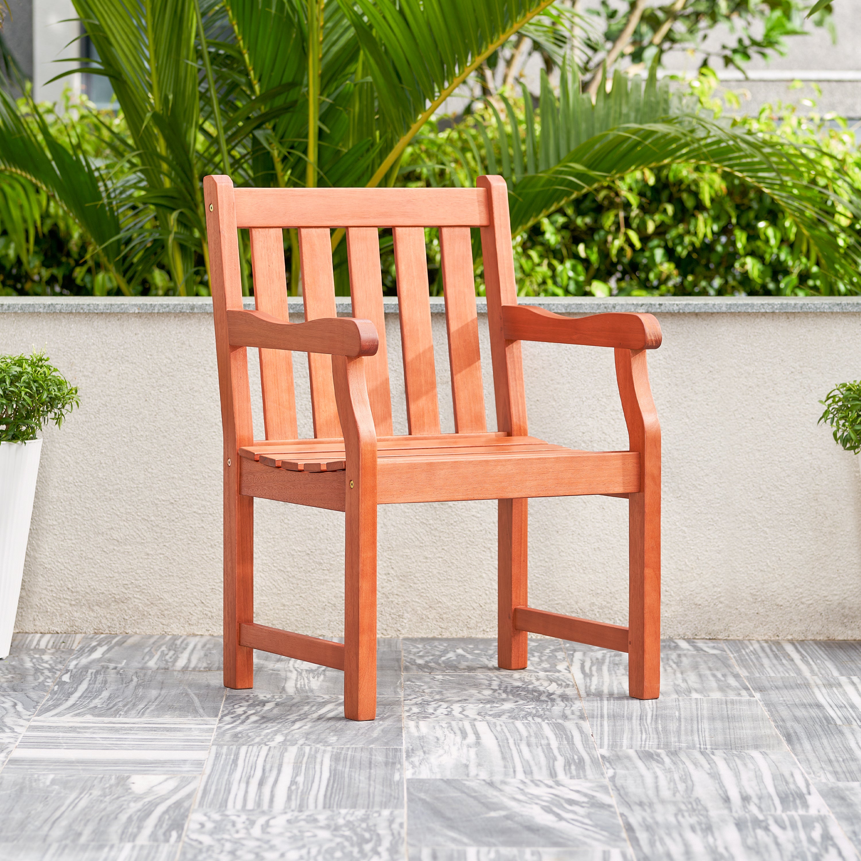 Emilio Reddish Brown Tropical Wood Patio Armchair