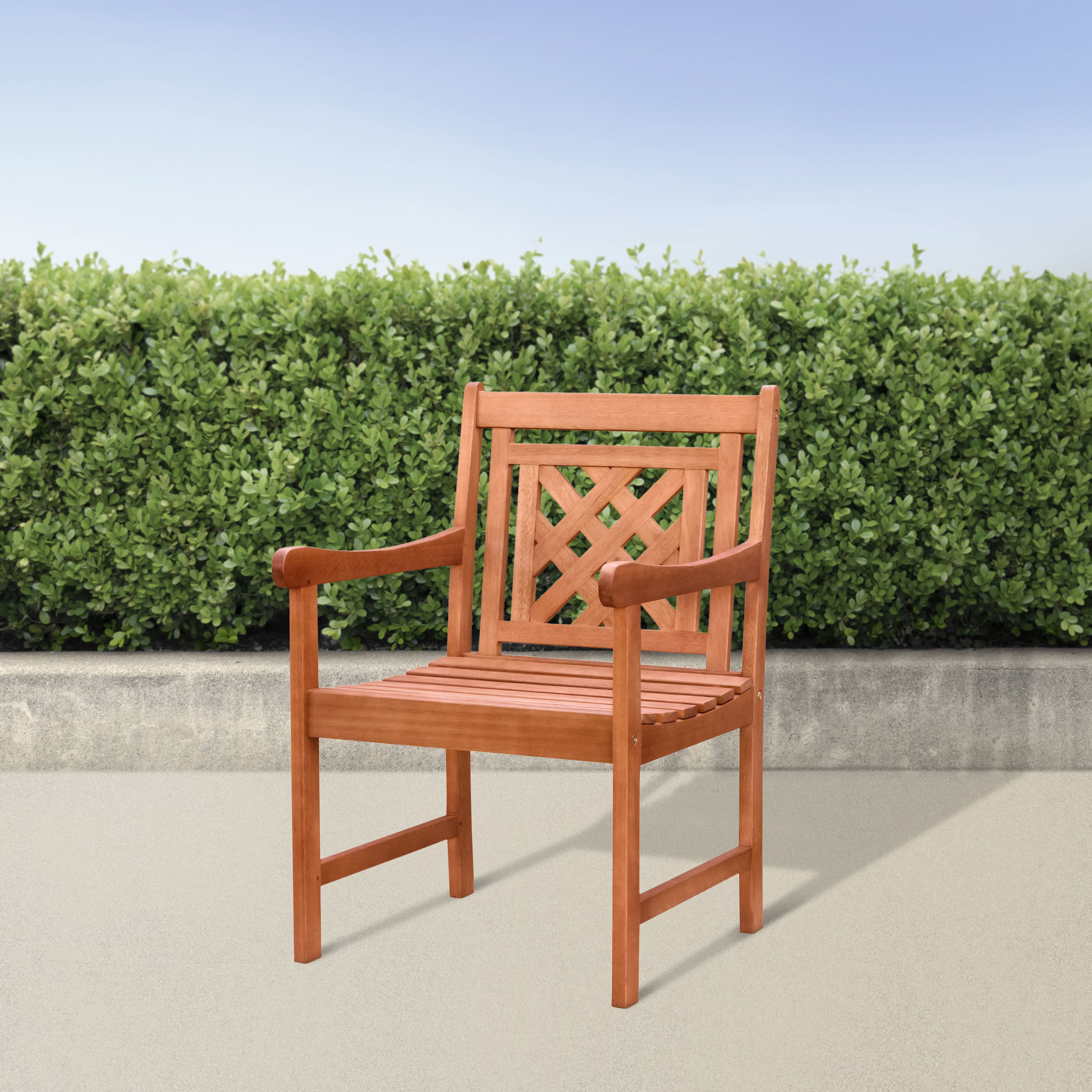 Siriana Reddish Brown Tropical Wood Patio Armchair