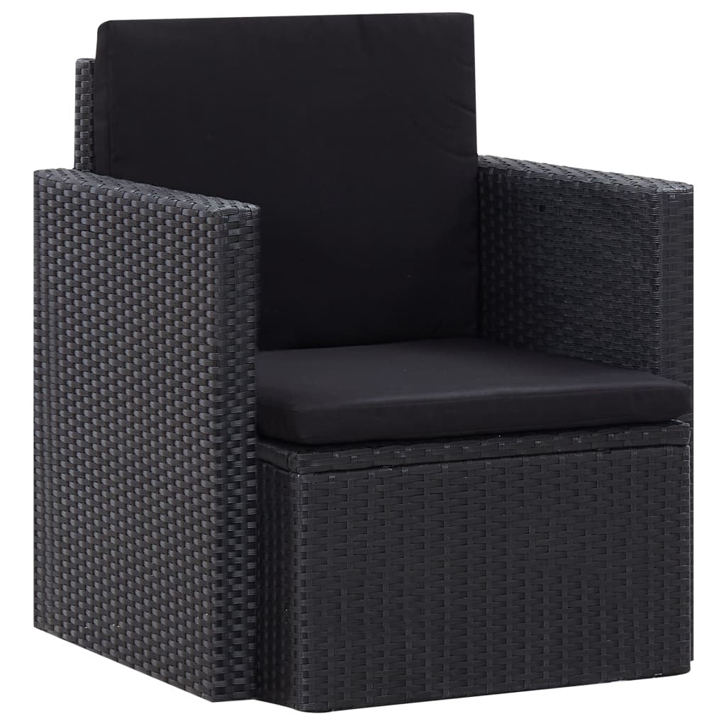 Patio Chair with Cushions Poly Rattan Black