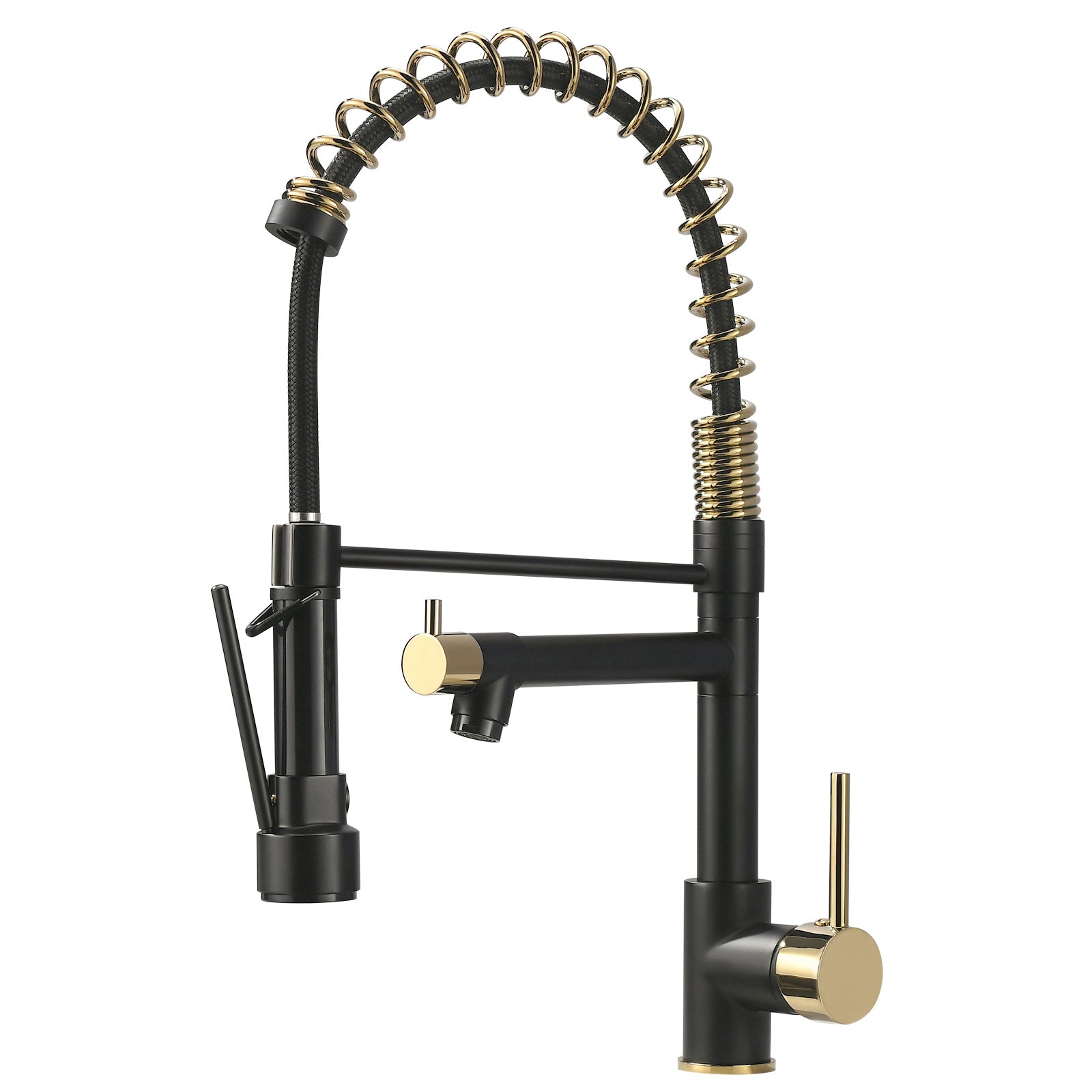 New Single Handle kitchen faucet with pull-down kitchen faucet Black+Gold