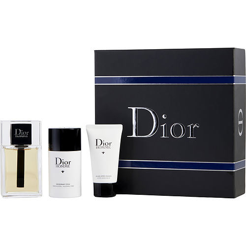 DIOR HOMME by Christian Dior EDT SPRAY 3.4 OZ & AFTERSHAVE BALM 1.7 OZ & DEODORANT STICK ALCOHOL FREE 2.6 OZ