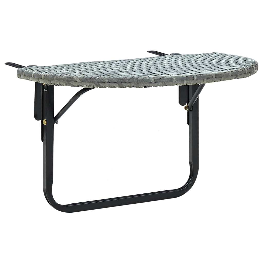 Balcony Table Gray 23.6"x23.6"x15.7" Poly Rattan