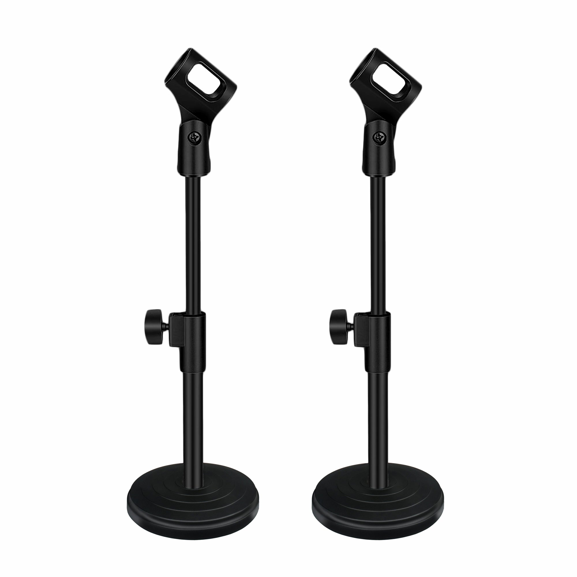 5 Core Desk Microphone Stand • Height Adjustable Desktop Mic Stand • Round Base • Table Mic Holder with Universal Mic Clip and 3/8" to 5/8" Screw- MS RBS BOOM
