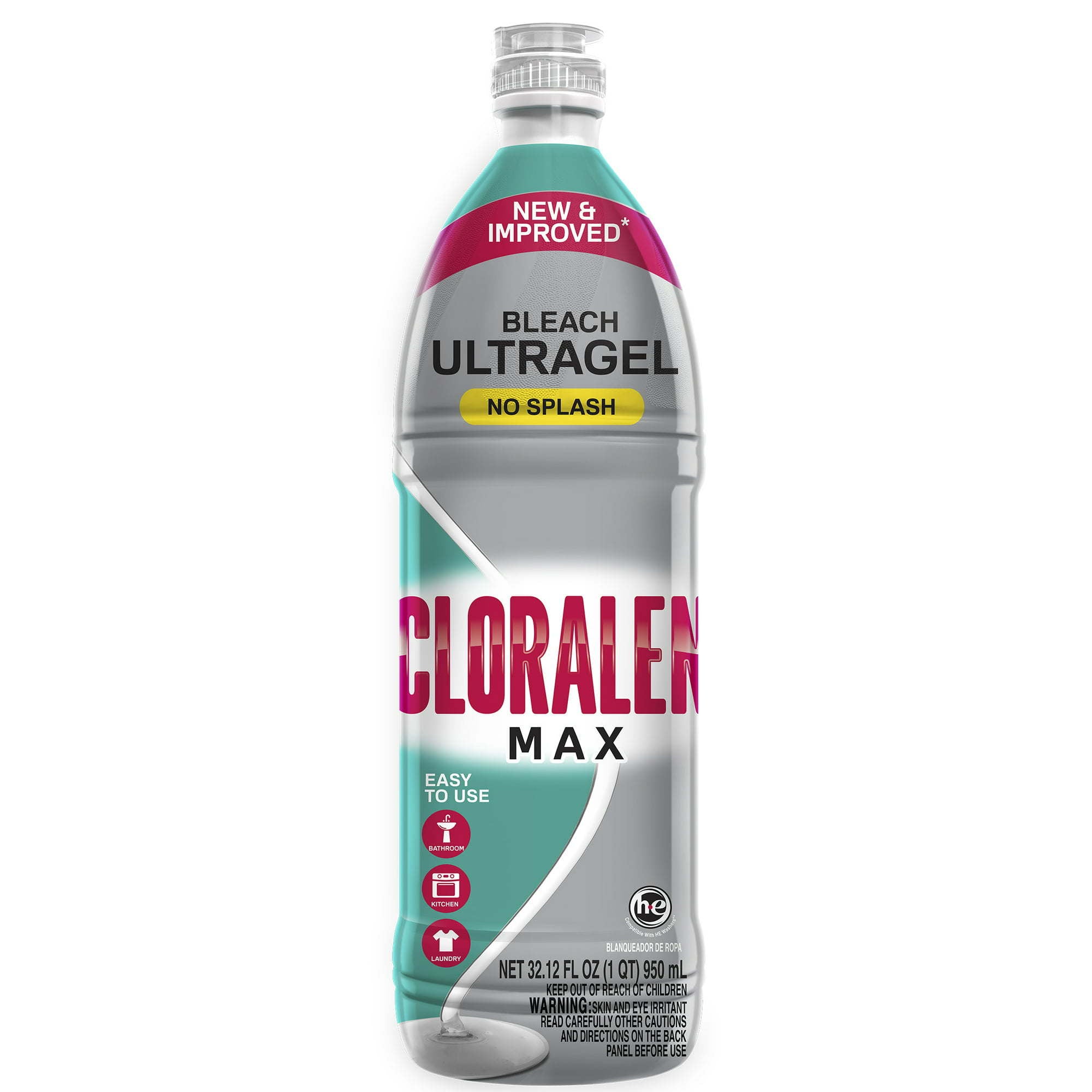 CLORALEN Max Concentrated Bleach Gel, 32 fl oz. No-Splash Concentrated Gel, No-Mess Cleaning