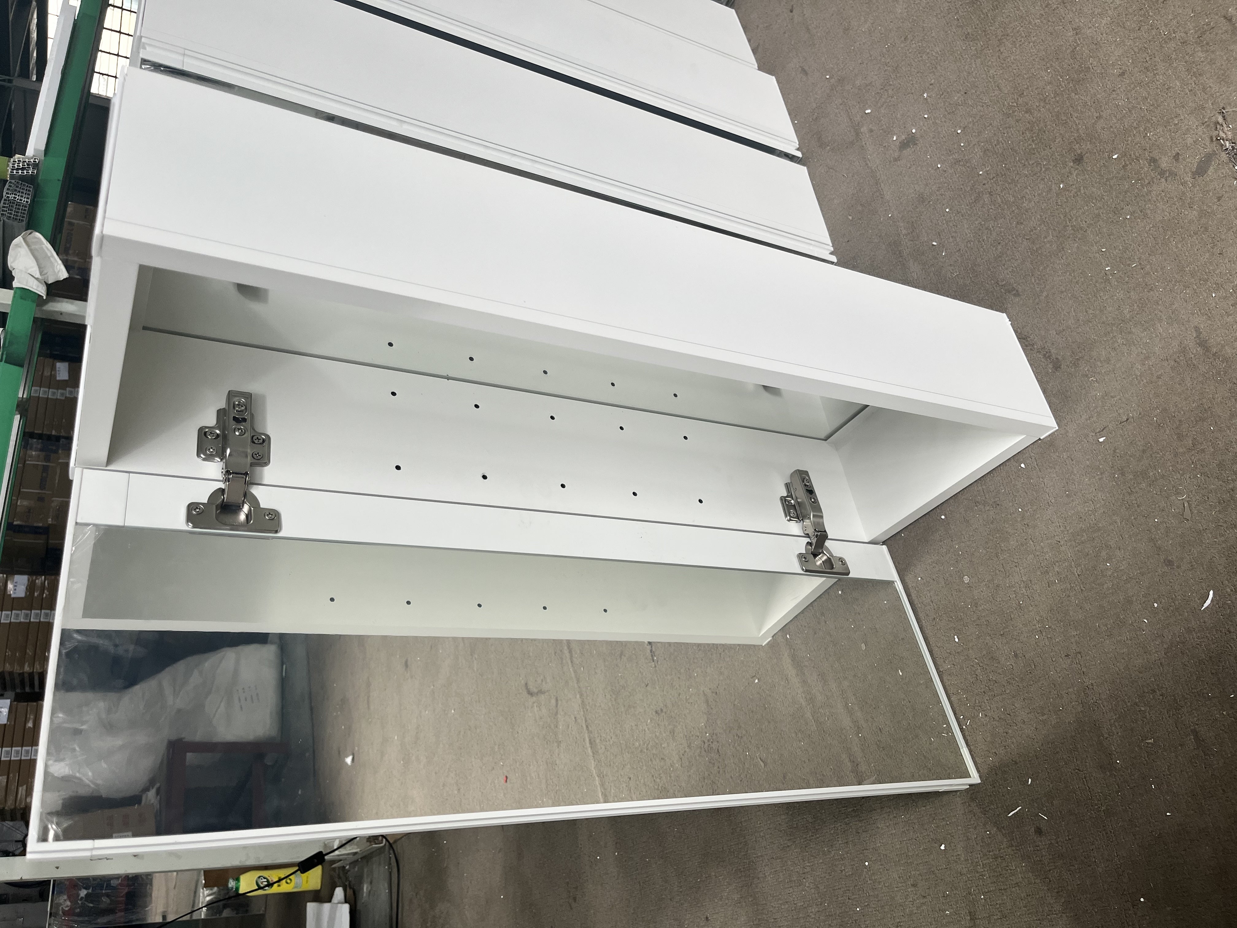 30x10 inch White Medicine Cabinet With Storage Aluminum Bathroom Medicine Cabinets Mirror Adjustable Glass Shelves Left Open