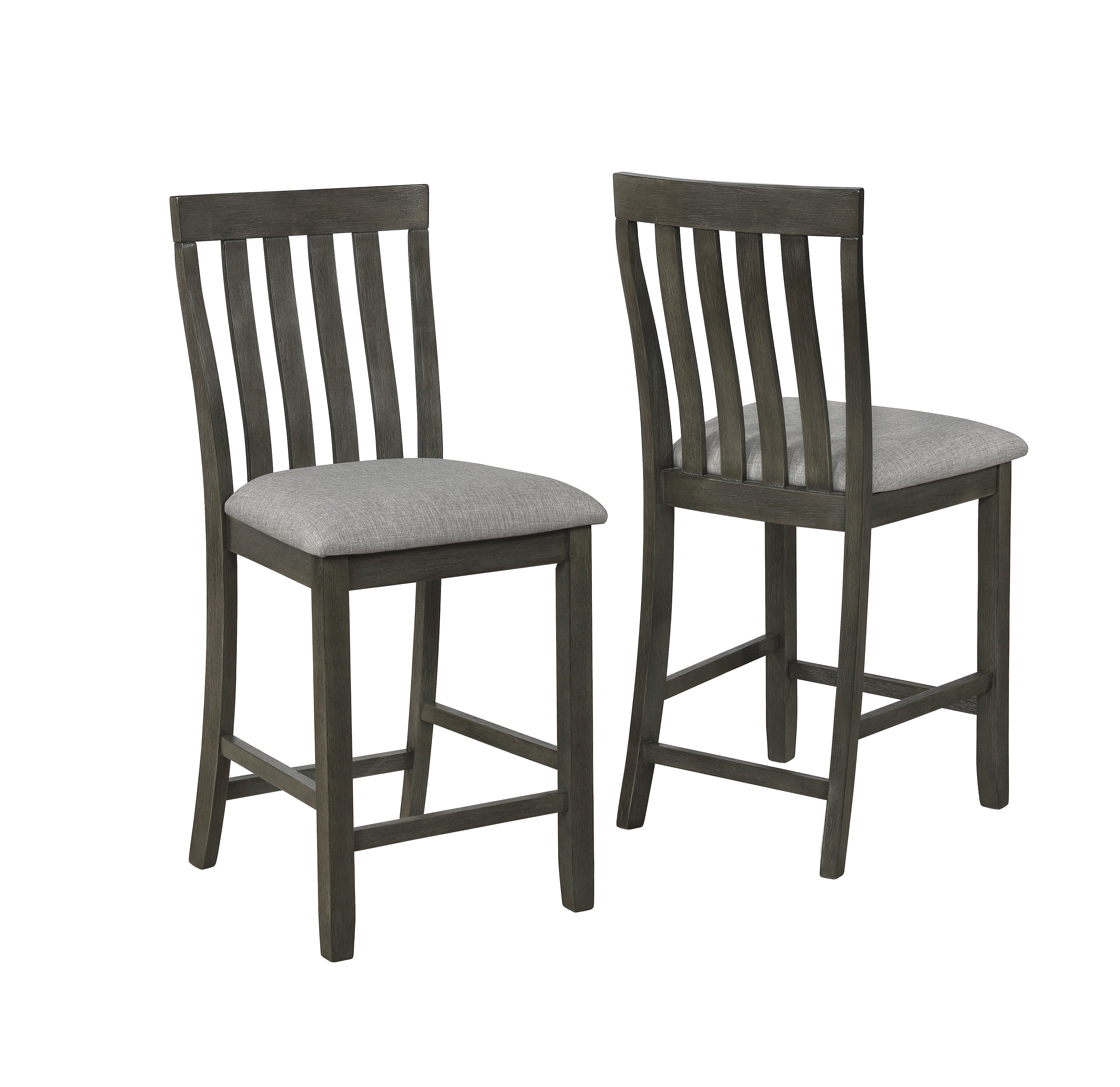 Relaxed Vintage Counter Height Chair with Upholstered Seat Dining Chairs 2pc Set Wooden Dining Room Furniture Gray