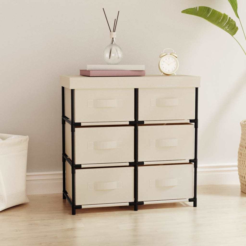 Storage Cabinet with 6 Drawers 21.7"x11.4"x21.7" Cream Steel