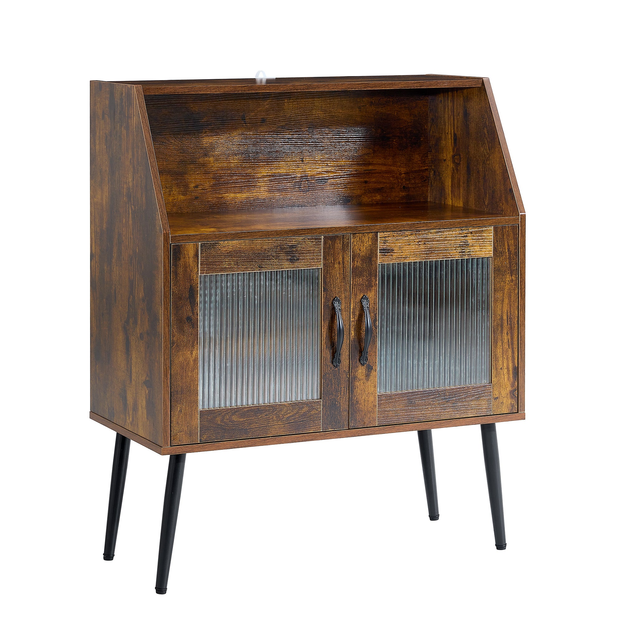 SIDEBOARD, Bufft Cabinet, Side Dining table, Glass door, 1pc per CTN, Brown, industry