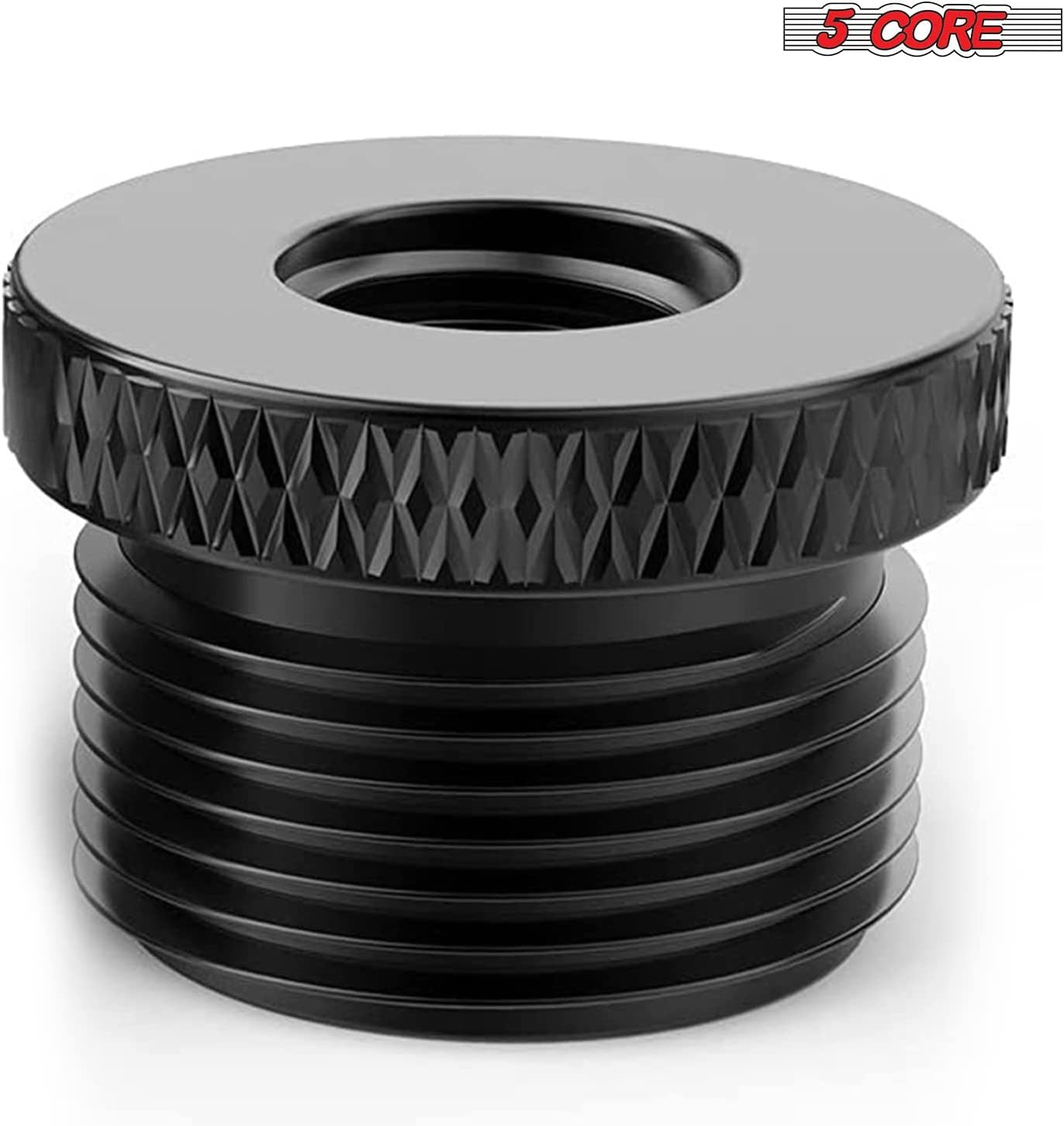 5 Core 1 Piece Mic Stand Adapter 3/8" Female to 5/8" Male Aluminum Alloy Mic Screw Adapter for Microphone Stand Clips Mic Stand Holder Adapter Black,