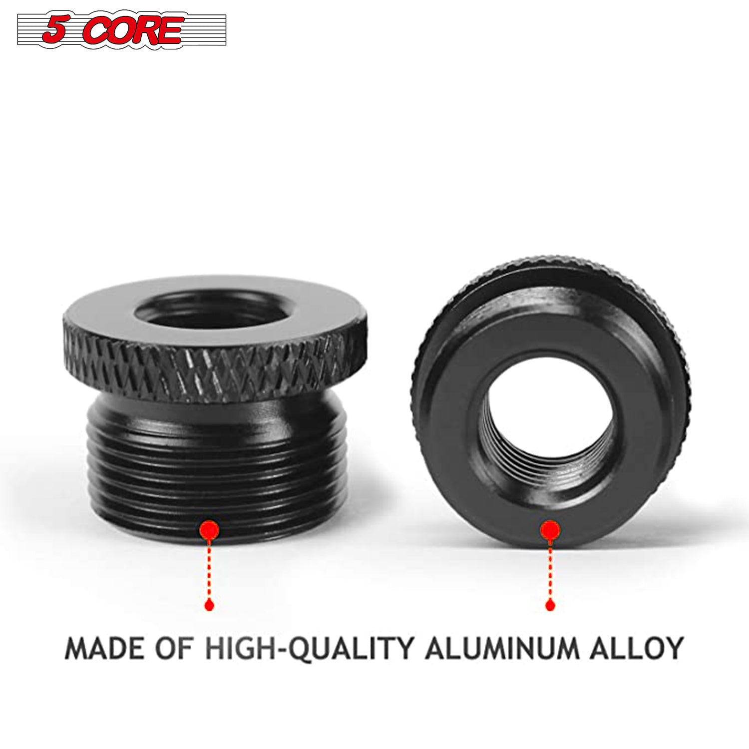 5 Core 1 Piece Mic Stand Adapter 3/8" Female to 5/8" Male Aluminum Alloy Mic Screw Adapter for Microphone Stand Clips Mic Stand Holder Adapter Black,