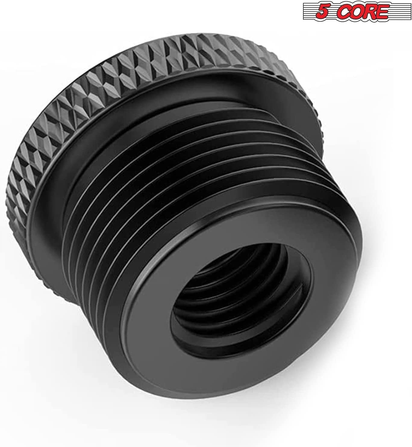 5 Core 1 Piece Mic Stand Adapter 3/8" Female to 5/8" Male Aluminum Alloy Mic Screw Adapter for Microphone Stand Clips Mic Stand Holder Adapter Black,