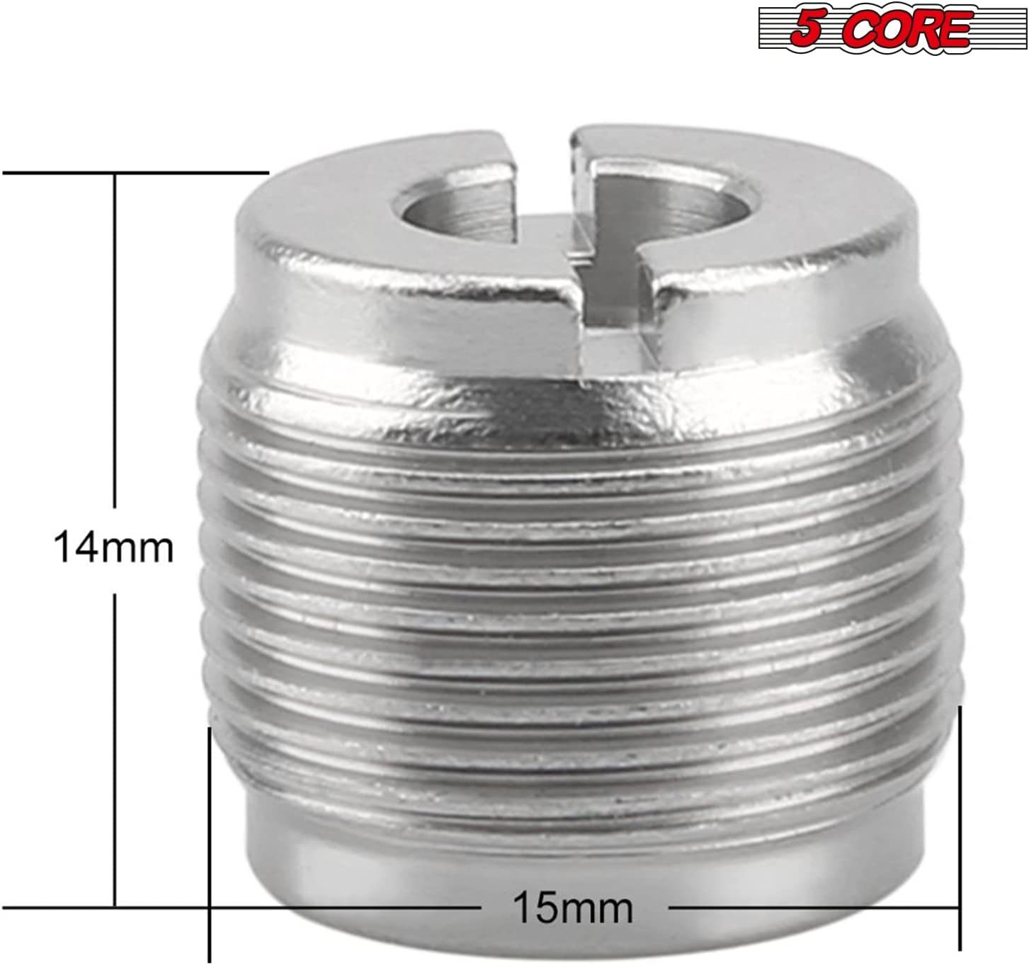 5 Core 1 Piece Mic Stand Adapter Aluminum 5/8" Male to 3/8" Female Screw Adapter for Microphone Stand Clips Mic Stand Holder Adapter Silver, MS ADP M