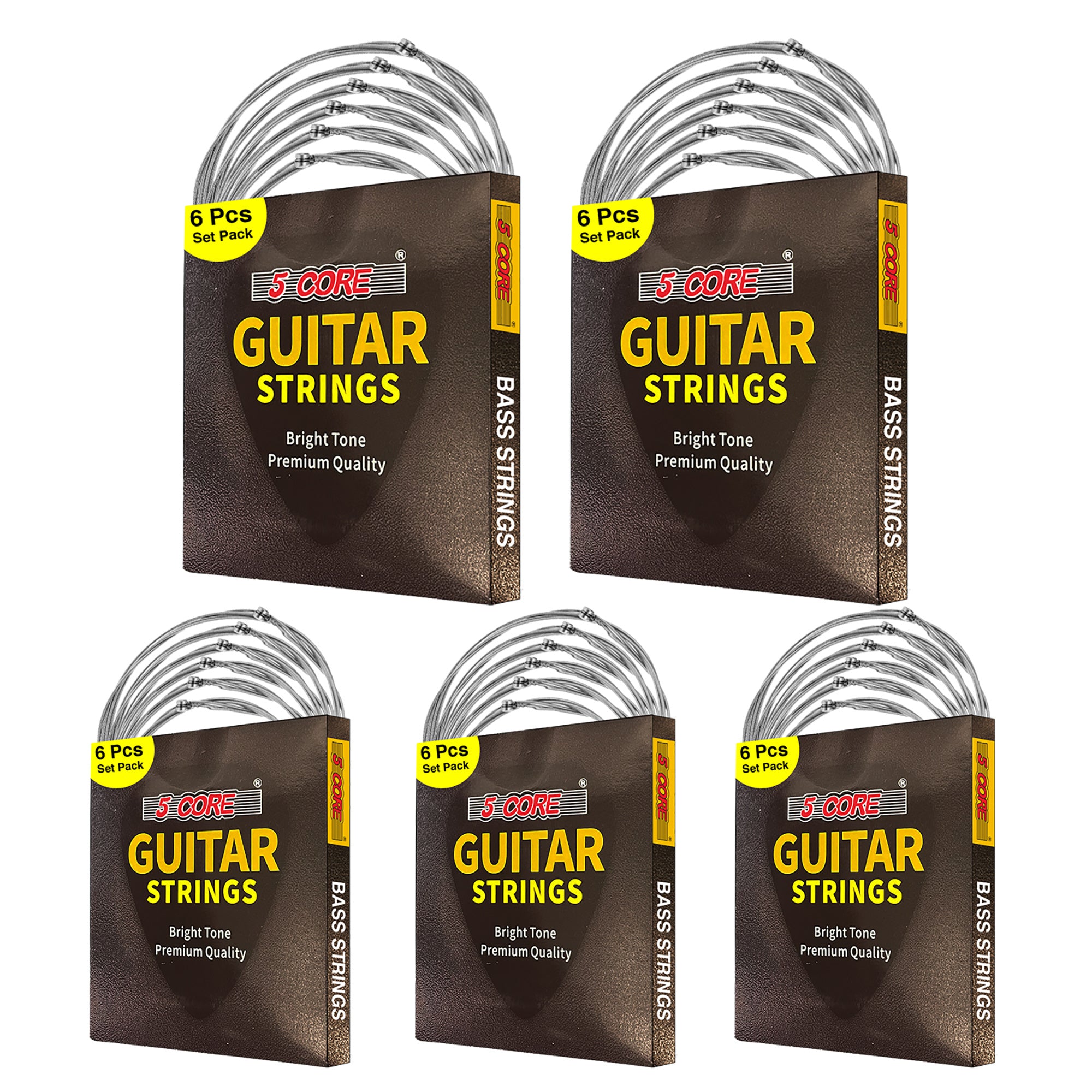 5 Core Bass Electric Guitar Strings | Pure Nickel Guitar String Gauge .010-.048 | Rich, Full Tonal Spectrum String (6 String Set) - GS EL BSS