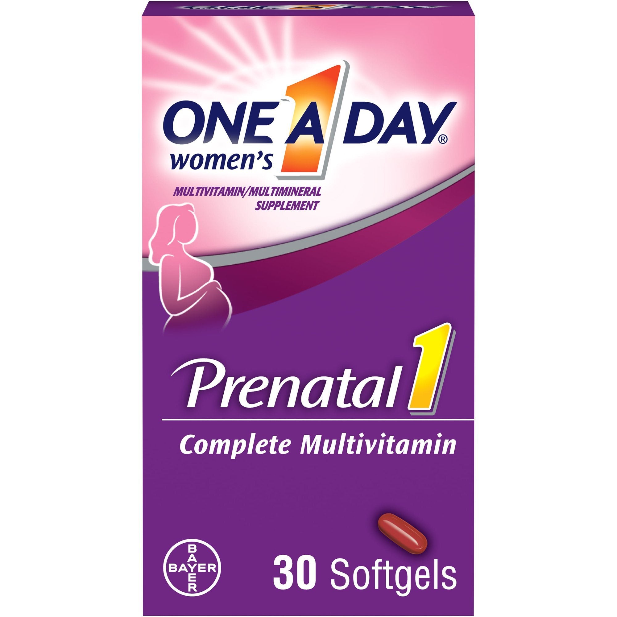One A Day Women's Prenatal Multivitamin with Folic Acid; DHA and Iron; 30 Count