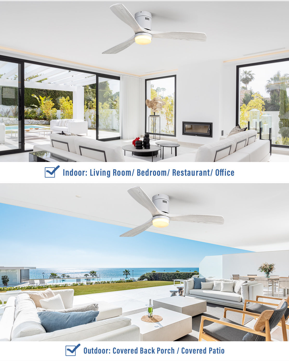 52 Inch Indoor Ceiling Fan With Dimmable 6 Speed Remote Silver 3 Solid Wood Blade Reversible DC Motor For Living Room Stop Receiving WF Orders