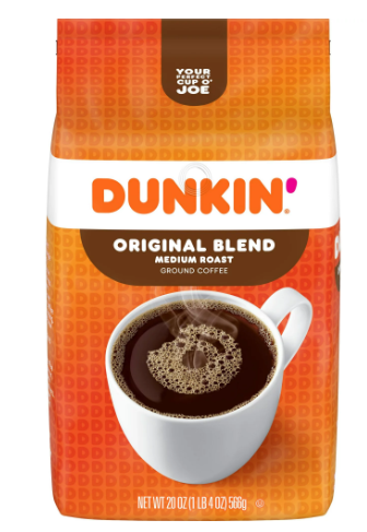 Dunkin' Original Blend Ground Coffee; Medium Roast; 20-Ounce (Packaging May Vary)