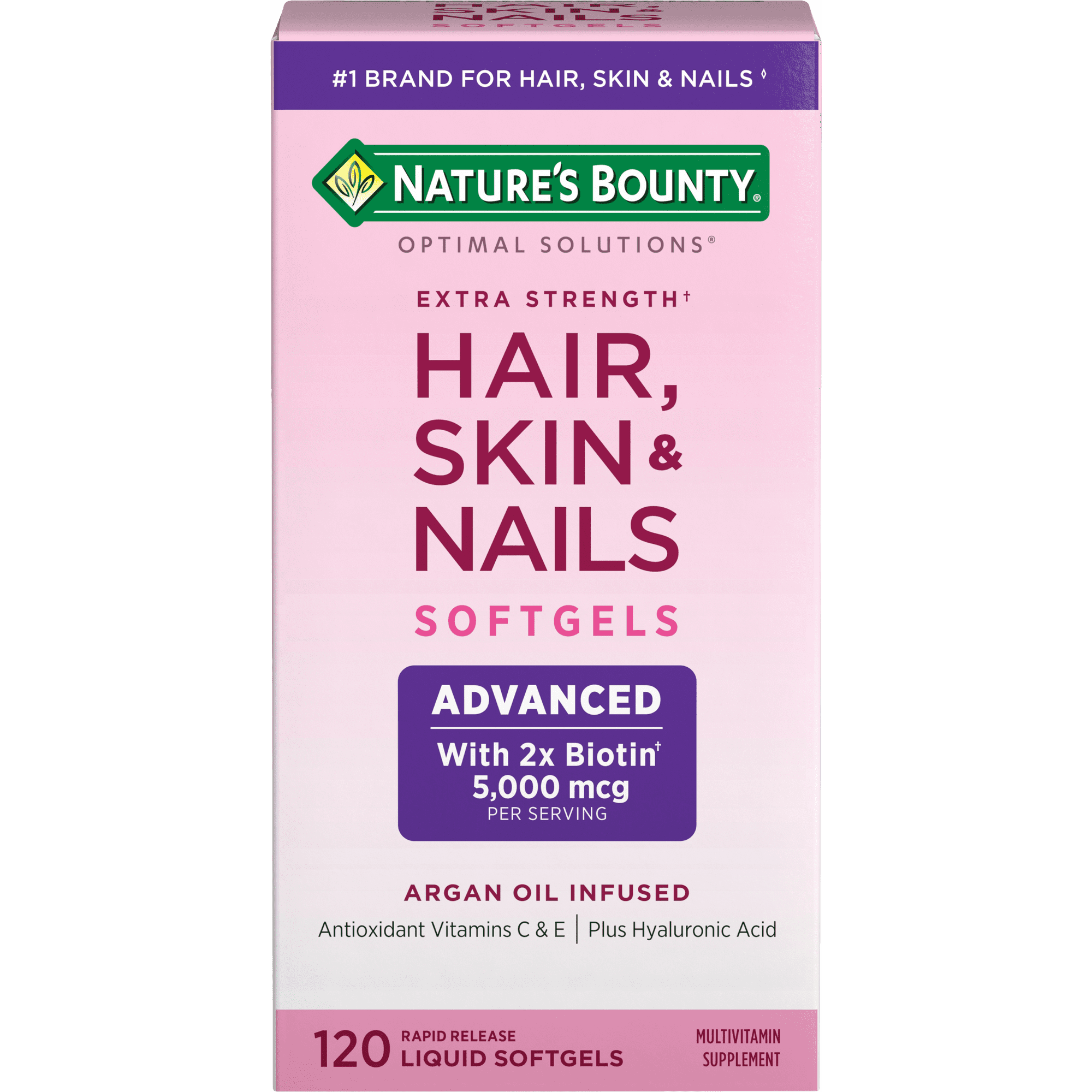 Nature's Bounty Optimal Solutions Advanced Hair; Skin and Nail Softgels; 120 Count