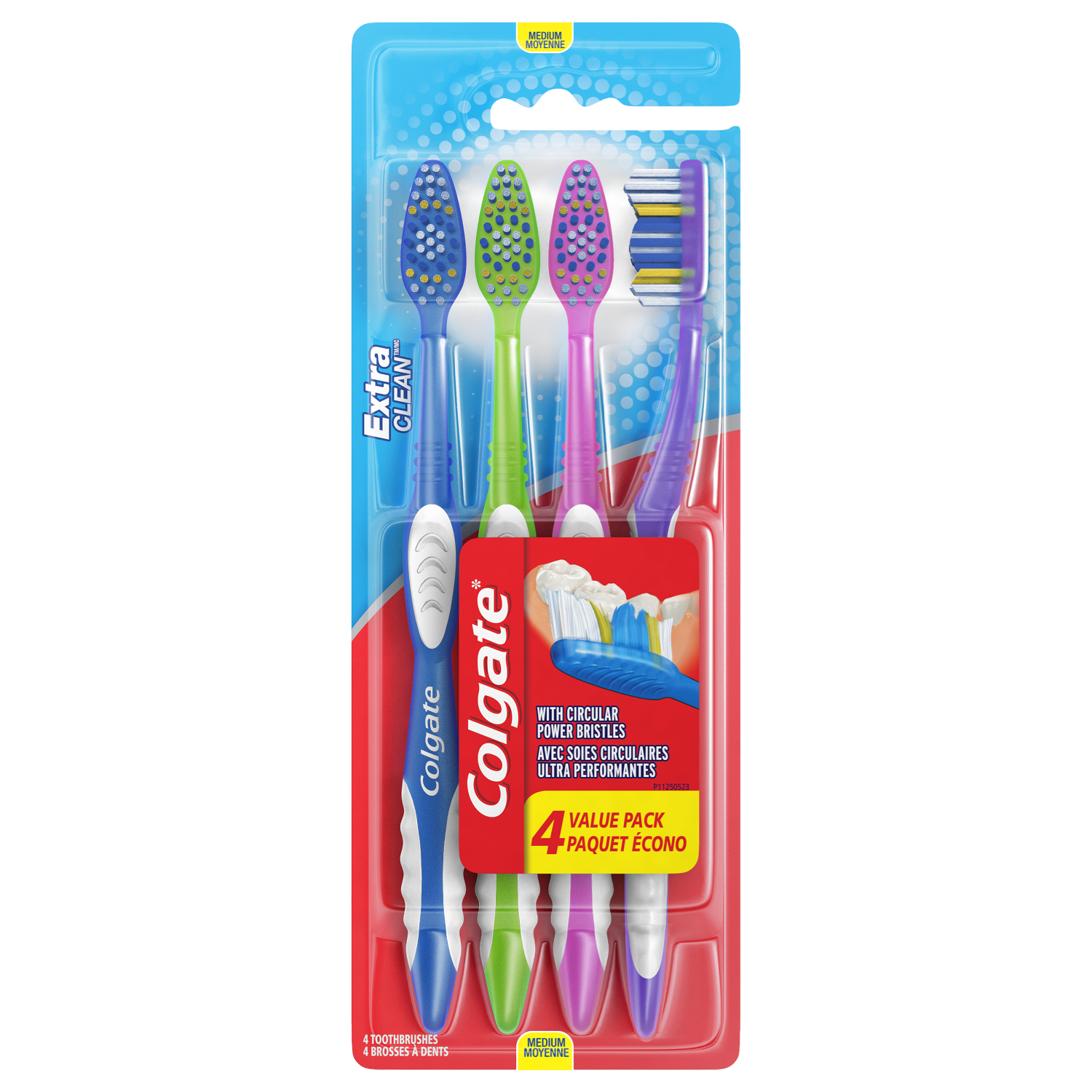 Colgate Extra Clean Flexible Grip Toothbrush; Medium; 4 Count