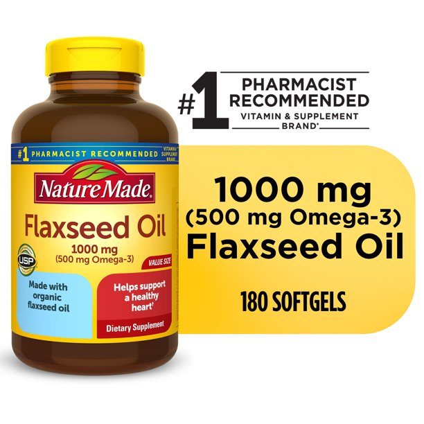 Nature Made Flaxseed Oil 1000 mg Softgels; Dietary Supplement; 180 Count