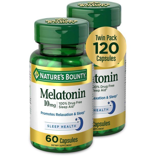 Nature's Bounty Melatonin Sleep Aid Capsules; 10 mg; 60 Count; 2 Pack